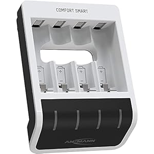 ANSMANN Caricabatterie per batterie da 1-4 batterie NiMH AA o AAA, caricatore automatico con tecnologia di ricarica…