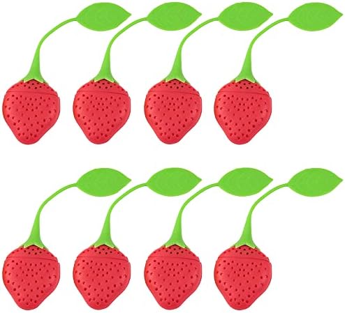 HMIEPRS Innovative Strawberry Shape Design Silicone Loose Tea Infuser, Strainer, Steeper, Teapot & Teacup(8PC, Strawberry Shape)