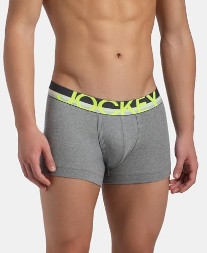 Image of Jockey FP03 Men's Super Combed Cotton Rib Solid Trunk with Ultrasoft Waistband (Pack of 2) Grey XL