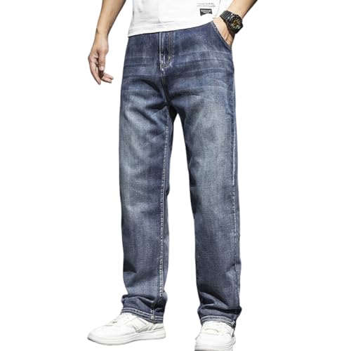 Mens Loose Fit Jeans Casual Thin and Light Summer Straight Leg Denim Pants 28-44