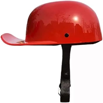 Retro Motorcycle Half Helmet for Men and Women, Fashion Baseball Cap Modeling Adult Open-Face Helmet Bike Cruiser Chopper Moped Scooter Motorbike Helmet DOT Certified Black Red 1, XXL