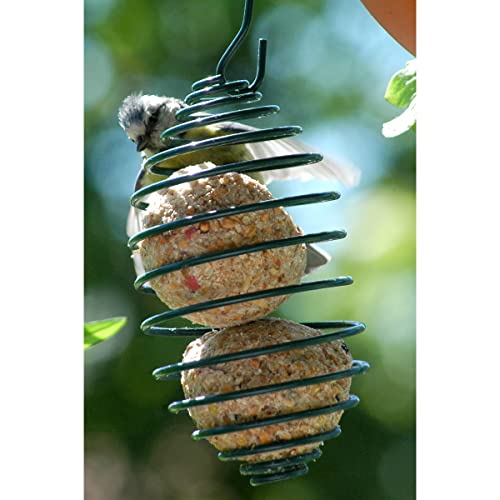 dobar® Meisenknödelhalter - Futterspirale für Meisenknödel - Vogelfutterspender aus Metall - Futtersäule für Wildvögel für Garten/Terrasse/Balkon - Ø 7,5 x 11 (26,5) cm - Grün