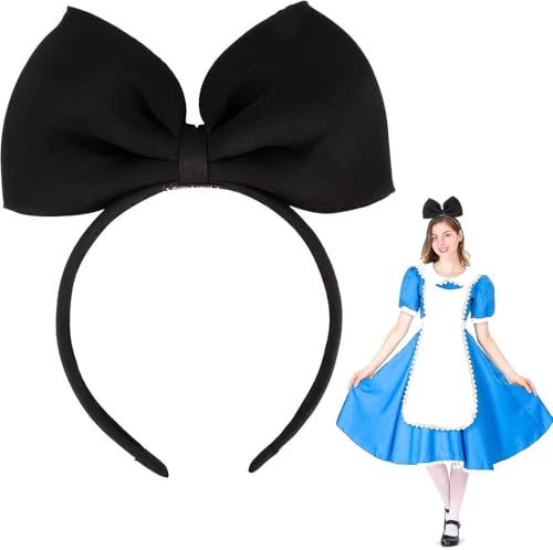 Diadema de lazo, Cinta para el cabello con lazo de satén negro, diademas de lazo grande, Diadema decorativa con lazo, Diadema para disfraz, accesorios para el cabello, Satén, Negro