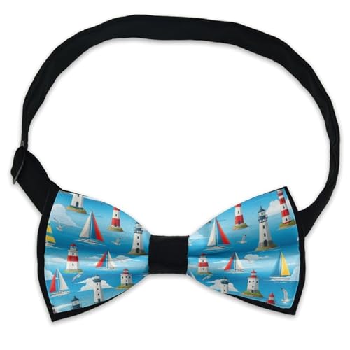 WUXEKZO Boys Lighthouses Scene Big Sable Pre-Tied Bow Tie for Party, Business, Prom, Fashion Butterfly Bow Ties