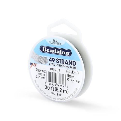 Beadalon 49 Strand Stainless Steel Beading Wire, Bright - .036in/0.91mm