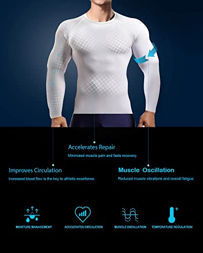 Hoplynn 5 Pack Workout Compression Shirts Men Long/Short Sleeve Rash Guard Athletic Undershirt Gear T Shirt For Sports 2 Black 2 White 1 Blue L thumb #1