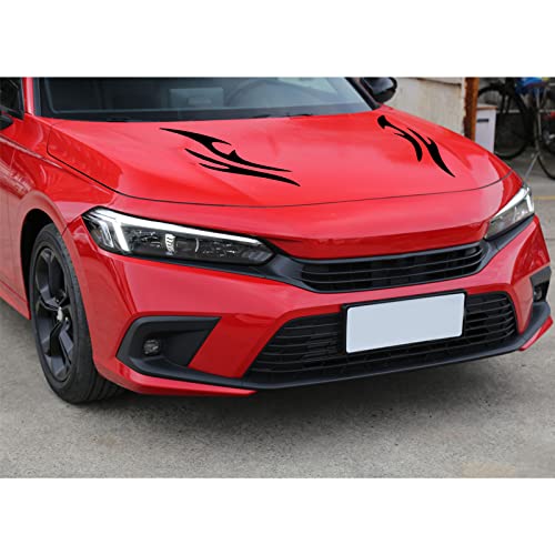 Sunjika 2Pcs Flame Graphics Car Body Hood Stickers Flame Racing Sports Stripe Decals Vinyl Decal Hood Bumper Cover Decoration Accessories For Car Universal Car Suv Off-Road Vehicles (Black) #TOP6