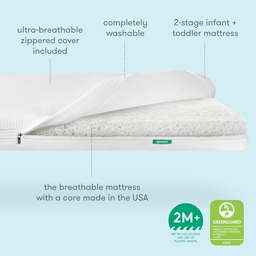 Newton Baby Essential Crib Mattress - Safe, Ultra-Breathable & Machine Washable Infant Crib Mattress, Removable Cover, Thick Cushion - White