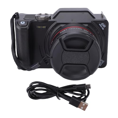 Akozon Cámara Digital 4K 64MP Pantalla Abatible 18X Zoom Autofocus Cámara Selfie Fotografía (Black)