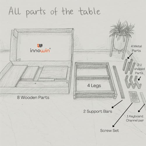 Image of INNOWIN The Woods Computer Table with Keyboard Tray for Home Office, Office Desk with Storage, Engineered Wood Finish Study Writing Computer Laptop Table Desk