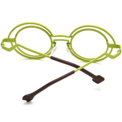 Image of FONEX Colorful Pure Titanium Glasses Frame Women Retro Round Eyeglasses