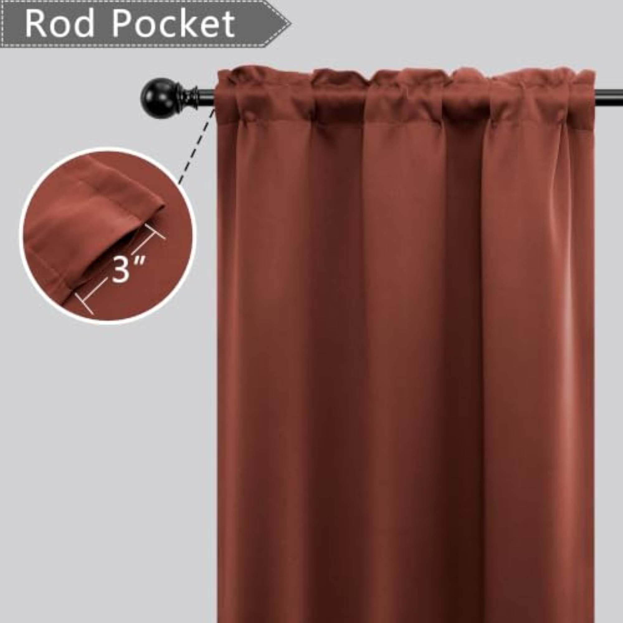 Terracotta Kitchen Window Curtains 30 Inch Length