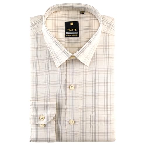 Image of 7-DAYS Men's Premium Checks Formal Shirt - Cotton Rich, Regular Fit, Full Sleeve, with Pocket, Wrinkle Resistant - Stylish Office & Everyday Wear.