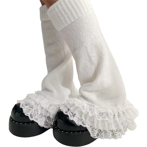 Sexybody Women' s Lace Leg Warmers Y2K Kawaii Lolita Leg Warmer Knit White Black Flared Leg Socks Cute for Grils