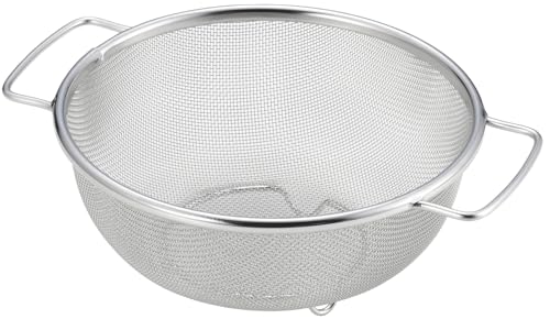 Yoshikawa 1686195 Stainless Steel Round Colander with Both Hands, 7.5 inches (19 cm) (With Legs)