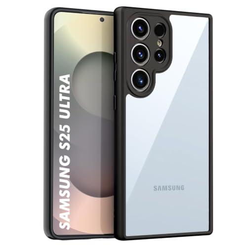 Image of VONZEE Clear Back Case Cover for Samsung Galaxy S25 Ultra 5G | Shockproof Design | Hard Back Cover Case for Samsung Galaxy S25 Ultra 5G (PC & TPU, Black)