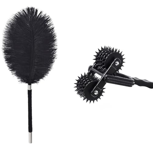 Tickle Teasing Feather with Sting Wheel Soft Feather Tickler with Metal Wheel Teasers for Role Play