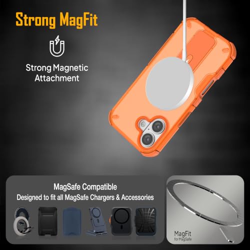 Image of ZAP CASE Matte Kickstand Case for iPhone 17 | Magsafe Compatible | Premium Polycarbonate Back + Flexible TPU Bumper | Foldable Stand | Military-Grade Drop Protection | Anti-Fingerprint | Orange