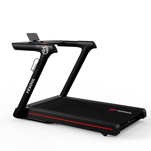 YESOUL Treadmills for Home, 3.5HP Folding Treadmill with Handrail, 300 lbs Capacity, 18-Inch Wide Deck, Quiet Shock Absorption, LED Display & Interactive App with Scenic Workouts