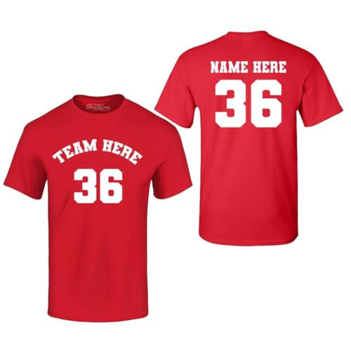 Custom Sports Team Jersey Your Name and Number T-Shirt XXXXX-Large Red
