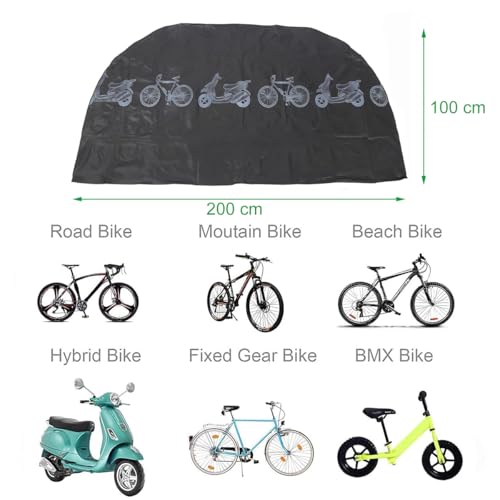Bike Cover for Outside Storage,Lahviuu Waterproof Bicycle Anti Dust Rain UV Protection Bike Covers,Bike Storage for Mountain Road Electric Bike Motorcycle,Black 200x100cm - Image 2