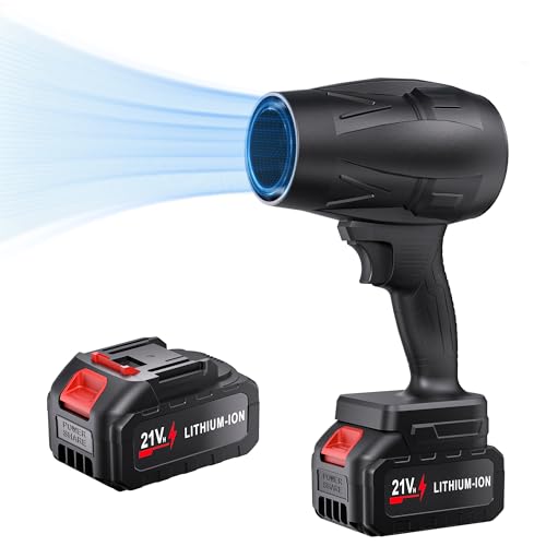 Image of DOZAWA Cordless Leaf Blower 130000 RPM, Lightweight Handheld Turbo Blower with Stepless Speed, 130 MPH, Includes 21V Battery and Charger, Ideal for Lawn, Patio, Dust, Snow