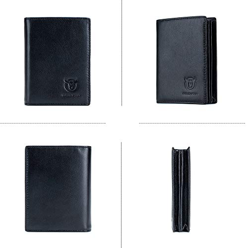 BULLCAPTAIN RFID Blocking Bifold Wallet For Men Genuine Leather Extra Capacity Mens Bifold Wallet With Widening Design QB0272
