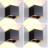 M Ledme - Aplique de pared Negro exterior/interior LED 12W, CCT Regulable de Luz Fría a Luz Cálida, Regulable 2700K-6500K, IP54 Impermeable, ideal iluminación para Exterior. LM6184 (Paquete de 4)