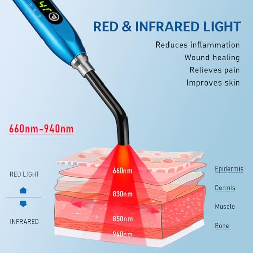 Image of Viconor Red Light Therapy Cold Sores Treatment&Fever Blister,Canker Sore Mouth Sore Relief, Nose Ear Knee Hands Joint Muscle,Handheld Infrared Red Light Therapy Device for Body Face(Blue)