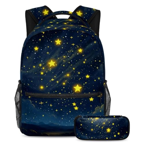 Trousse à crayons et sac à dos ciel étoilé jaune pour fille et garçon