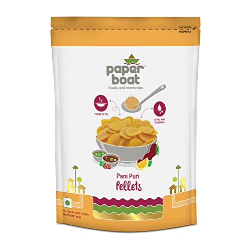 Image of Paper Boat Pani Puri Pellets, Ready to Fry, No Added Colours and Preservatives (400g), Paper Boat Honey Roasted Almond Bar, No Added Preservatives and Colours (Pack of 10, 25g Each)