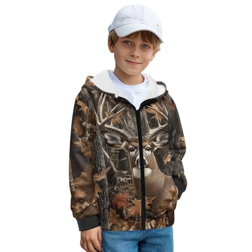 WELLFLYHOM Zip Up Hoodies 6-16 Fleece Lined Boys Graphic Sweatshirt Long Sleeve Hoodie with Pocket Full Zipper Sweater