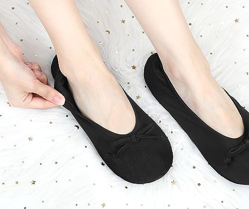 Image of Keyela Women's Ballerina Slippers,Non-Slip Bedroom Slippers Socks | Soft fuzzy slipper socks for ladies Indoor home slippers Cozy sock slippers Ballet Slippers