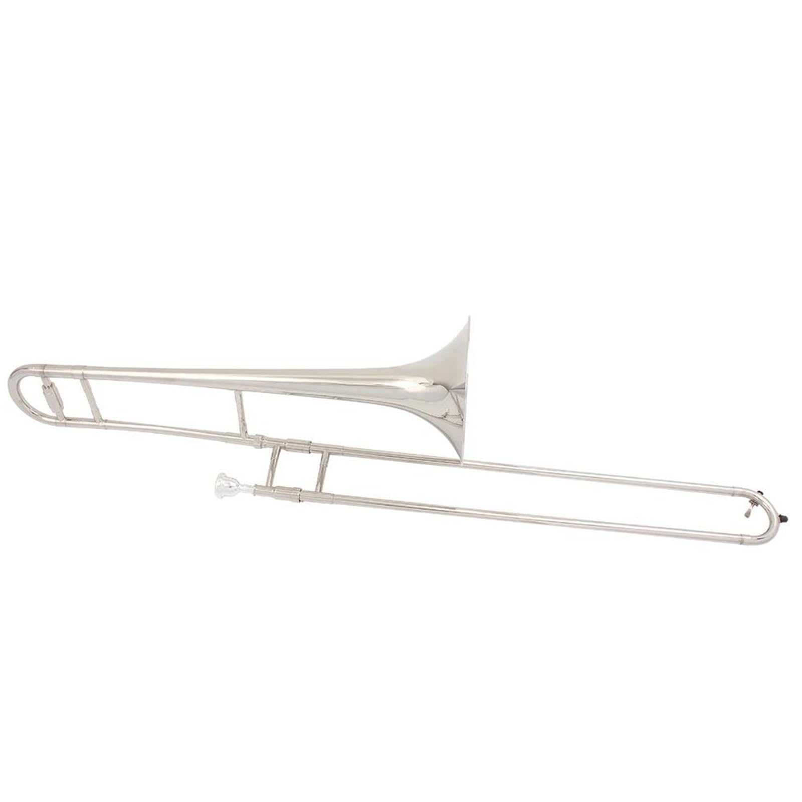 Standard Puzon Instrumenty Muzyczne Puzon Bb Lakierowany Srebrny Korpus Mosiężny Zestaw Altowy Z Torbą Do Przechowywania Akcesoria Pręt Tłumika(Trombone set)