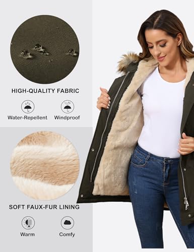 ROYAL MATRIX Women's Winter Coats Fleece Lined Parka Jacket Hooded Long Winter Warm Parka Coat with Pockets4