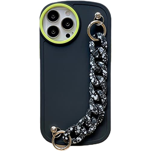 Coque cordon iPhone XS Max antichoc avec bracelet marron noir et chaîne élégante