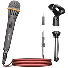 Dynamic Microphone - Professional Vocal Microphone for Singing - Handheld Wired Microphone with 16ft XLR to 1/4" Audio Cable - Mic for Speaking, Karaoke & Living Stage Matte Grey