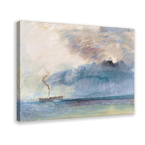 Impression sur toile Turner tableau tempête en mer cadre à suspendre déco murale