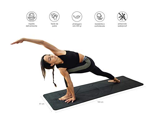 FitPaddy Tappetino Nero per Yoga, Pilates, Fitness...