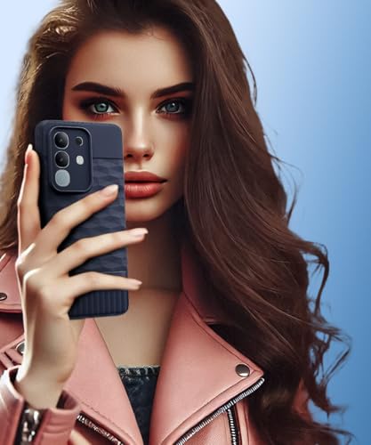 Image of WOW IMAGINE Back Cover for Vivo T4x 5G | iQoo Z10x 5G | Vivo Y31 Pro 5G with Hexa Cube Design | Rubberised Case | Inner Velvet Fabric | Matte Silicone Flexible Mobile Case | Camera Protection - Blue