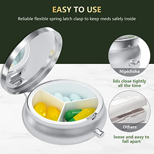 Image of Pill Box, Small Pill Case for Purse & Pocket, Travel Medicine Organizer