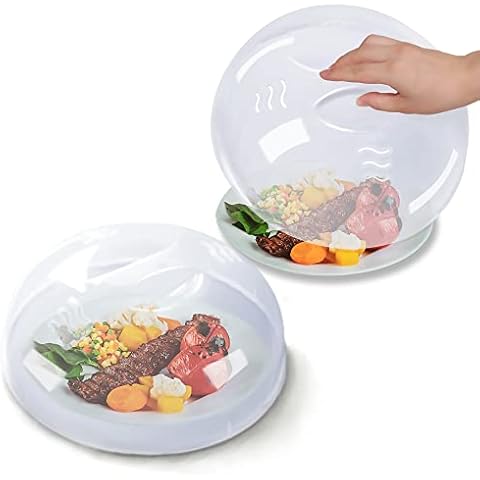 Microwave Cover for Food 2PCS Microwave Splatter Cover Large Microwave Plate Food Cover With Easy Grip Handle Anti-Splatter Lid With Enlarge Steam Vents,11.5 Inch,BPA Free & Dishwasher Safe 2-PCS Cover