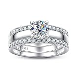 Moissanite Engagement Rings Wedding Band 1.45cttw D Color VVS1 Clarity Round Brilliant Cut Lab Creat