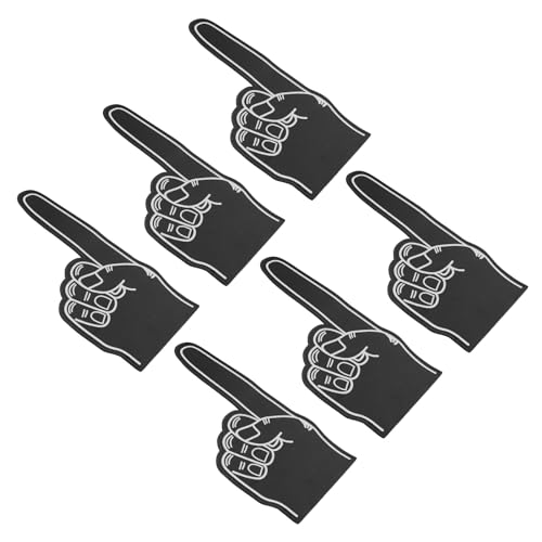 Main en mousse noire PATIKIL 18" lot de 6 pour ambiance de match de foot et fête d'anniversaire DIY