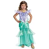 Ariel Costume for Girls, Official Disney The Little Mermaid Light and Sound Prestige Halloween Costume, Size (7-8)