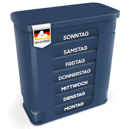 Kerpers® Tablettenbox 7 Tage | MADE IN GERMANY | Pillendose mit 4 Fächer - morgens mittags abends nachts | Medikamentenbox für Tabletten und Supplements