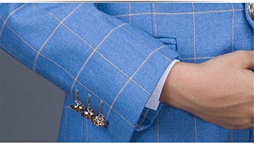 Boys Suits Kids Tuxedo With Jacket Pants Vest Shirt And Bow Tie For Toddler Weddings Size 7 Blue Plaid #TOP4