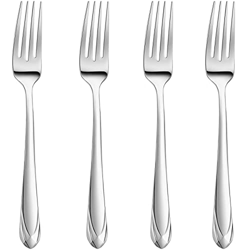 KEAWELL Premium Elena Forks, 4-Piece Fork Set, 18/10 Stainless Steel, Mirror Polished, Dishwasher Safe (8.3″ Dinner Fork)