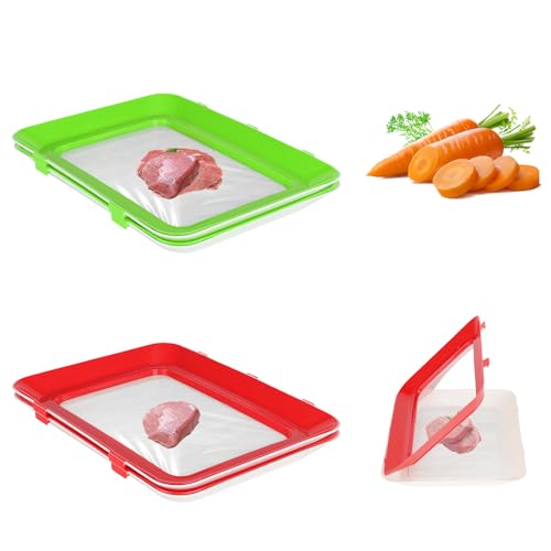 4Pcs Stretch Storage Fresh Trays - Stacked and Reusable Flat Food Storage Containers Well Sealed Stretchable Fresh Trays for Preserving Food Practical and Rreliable Stretch Box Extend Freshness
