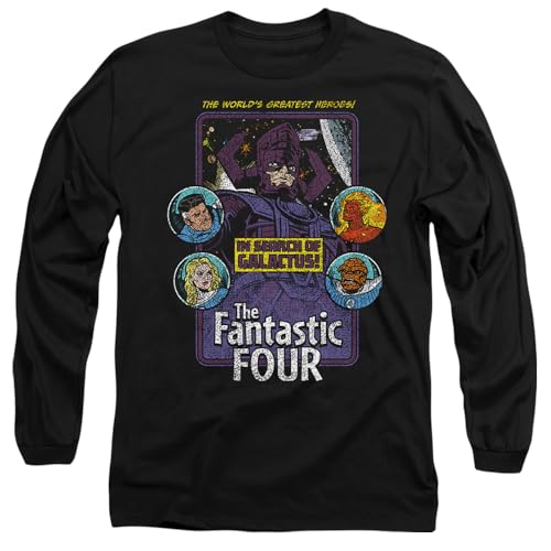 T-shirt Marvel Les Quatre Fantastiques noir imprimé comics manches longues